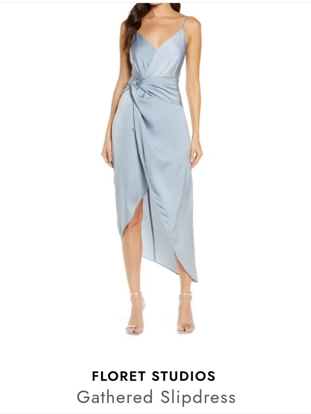 Floret Studios Gathered Twist Waist‎ Light Slate Slip Dress Size Small